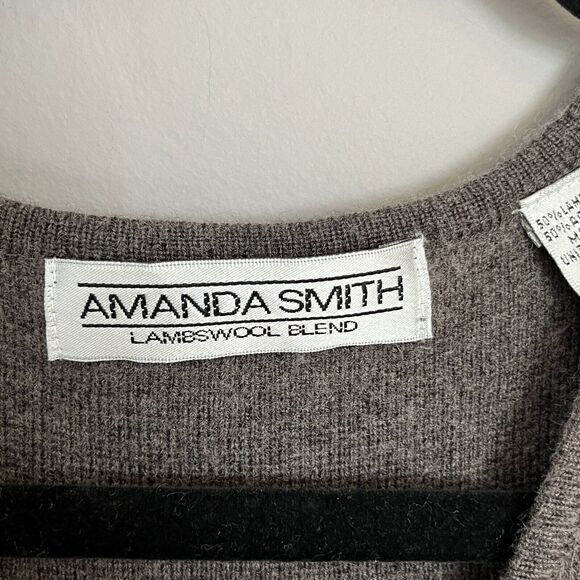 Vintage Lambswool Blend Sleeveless Sweater Knit Dress by Amanda Smith Sz M Gray - Picture 5 of 11